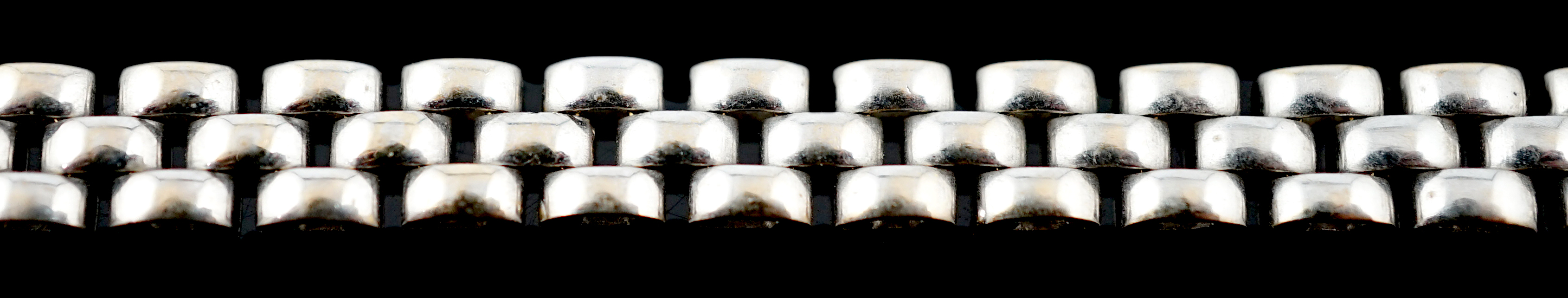 A modern Italian 18k white gold triple row link necklace
